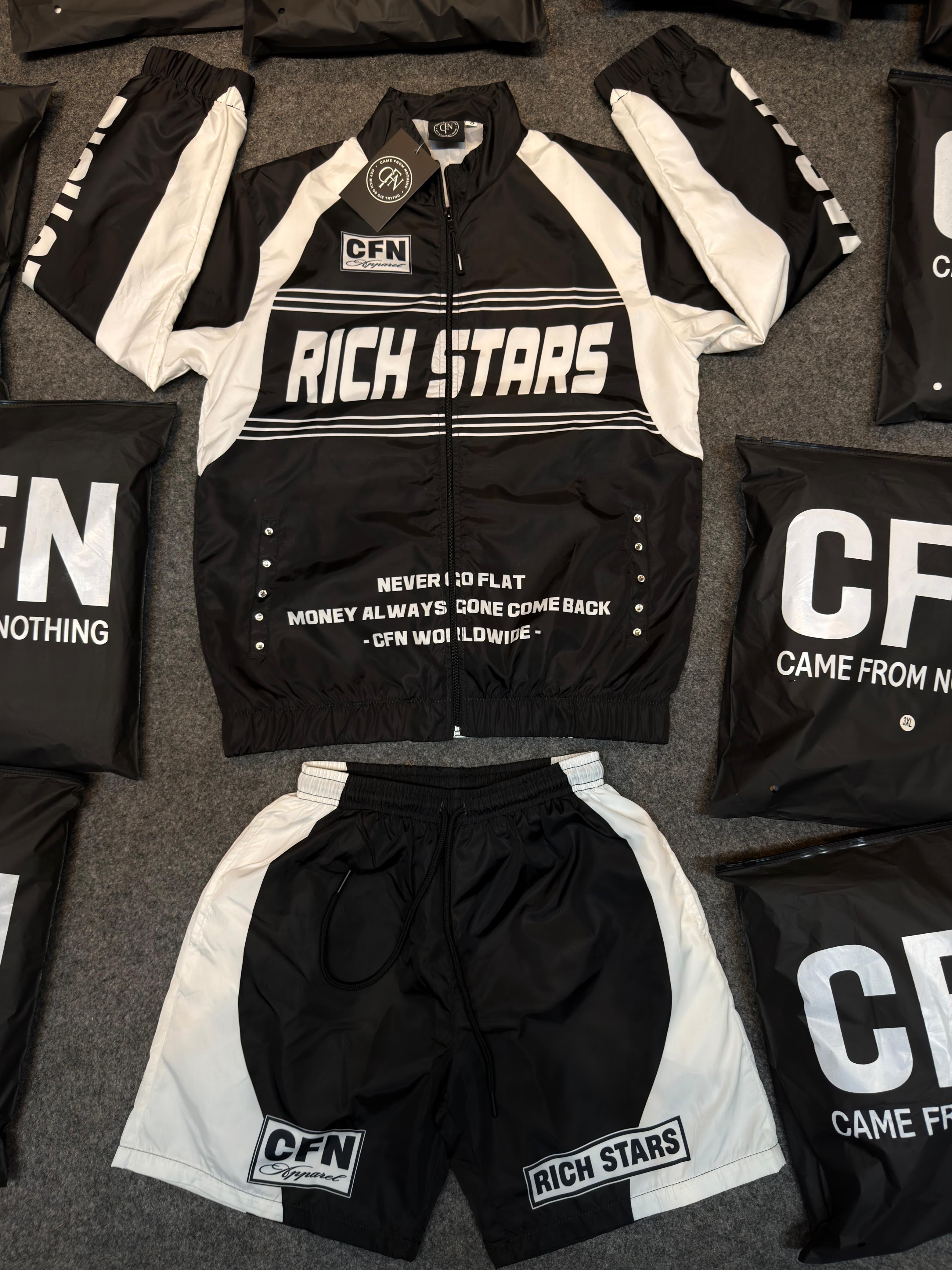 Black & White RichStar Windbreaker Sets