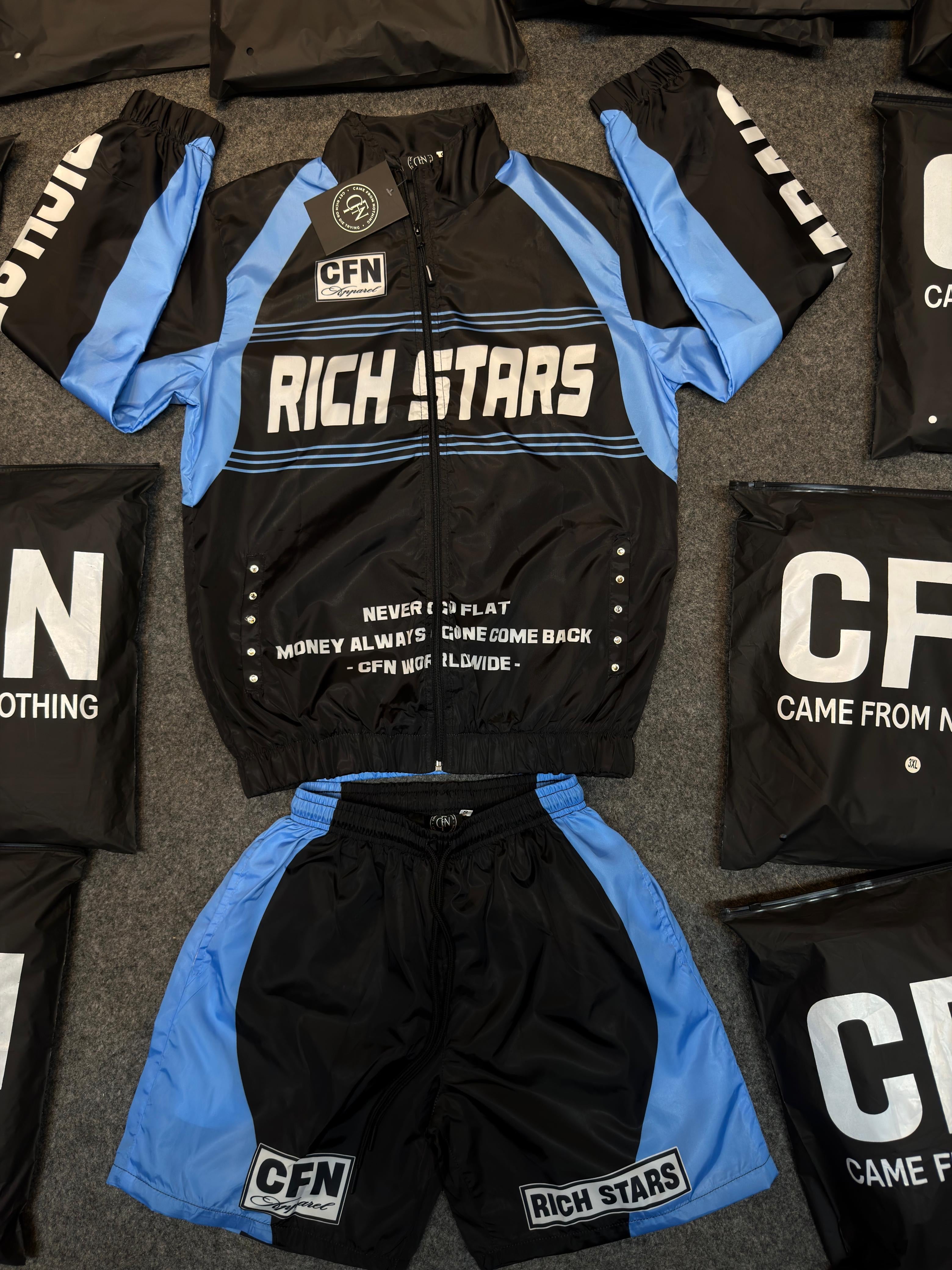 Black & Blue RichStar Windbreaker Sets